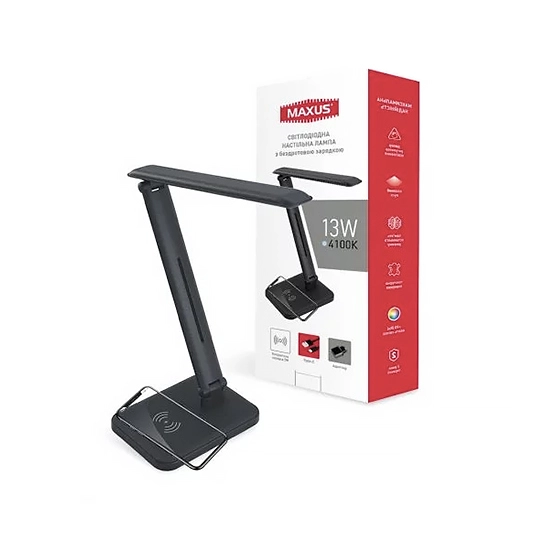 Настольный светильник Maxus DL 13W 4100K with Wireless charger Black