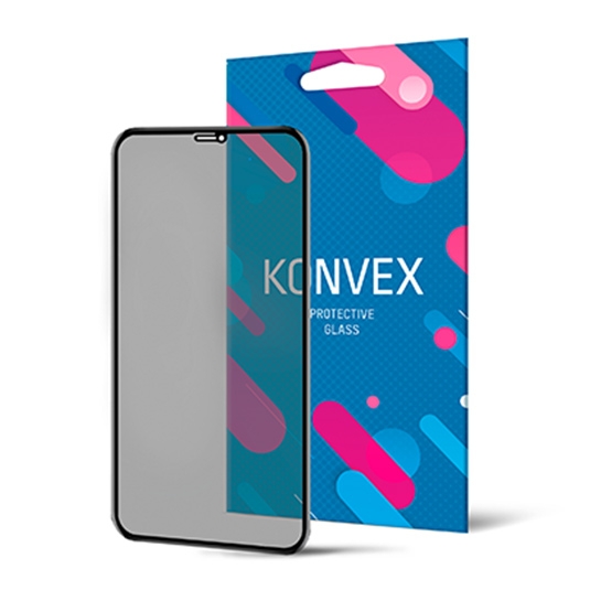Стекло KONVEX Anti-Spy Tempered Glass Full for iPhone 11/XR Front Black - цена, характеристики, отзывы, рассрочка, фото 1