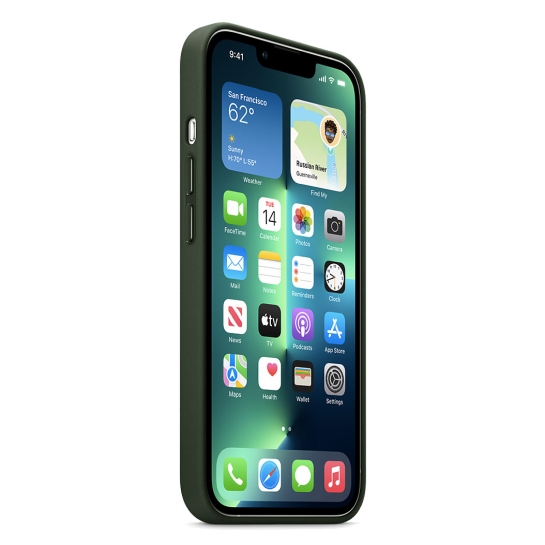 Чохол Apple Leather Case with MagSafe for iPhone 13 Pro Sequoia Green - ціна, характеристики, відгуки, розстрочка, фото 6