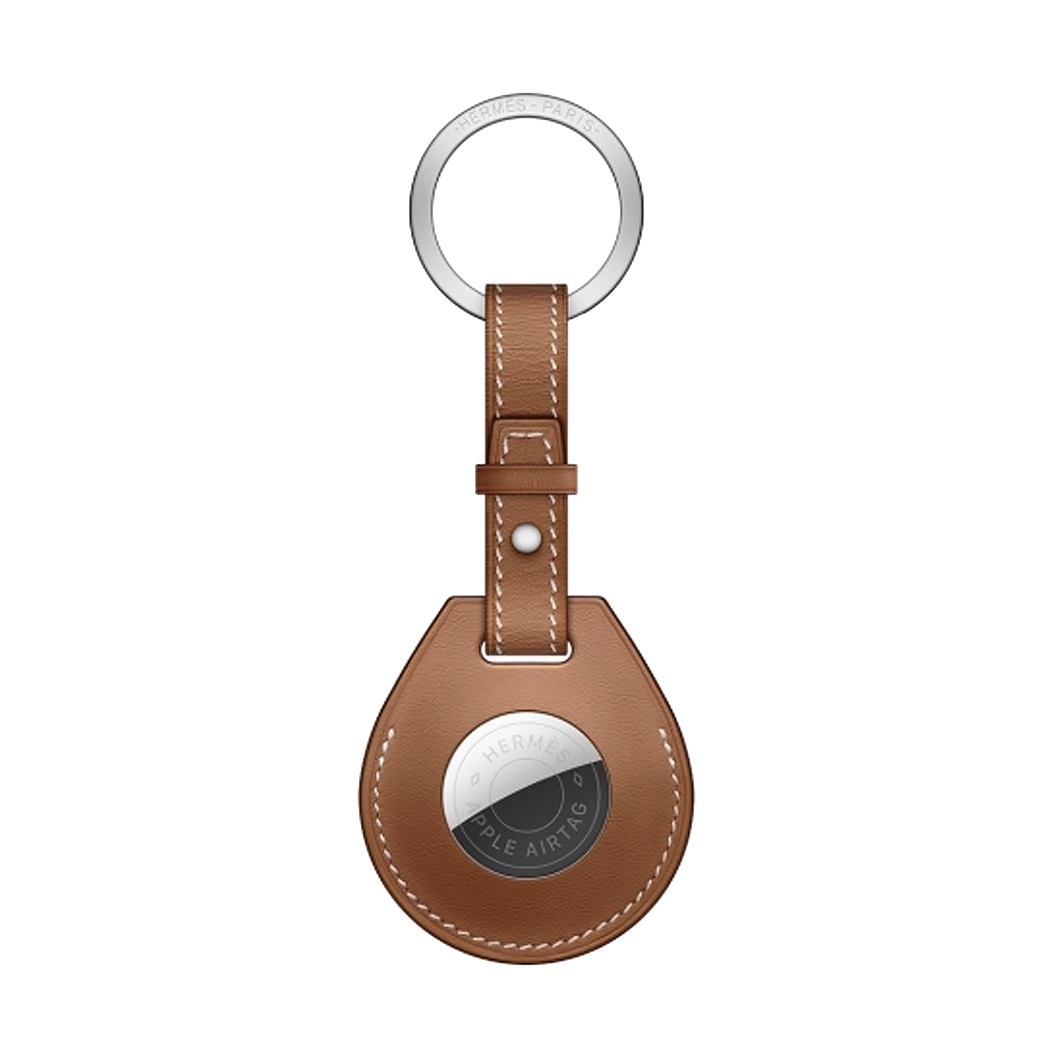 Шкіряний брелок з кільцем Apple Hermes Key Ring Gold with AirTag - ціна, характеристики, відгуки, розстрочка, фото 1
