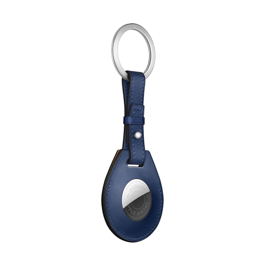 Кожанный брелок с кольцом Apple Hermes Key Ring Bleu Saphir with AirTag - цена, характеристики, отзывы, рассрочка, фото 2