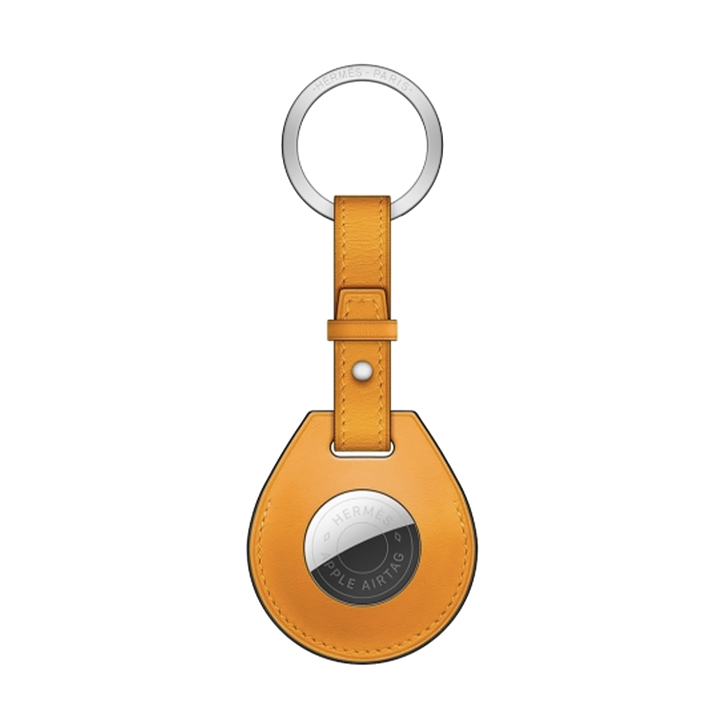 Шкіряний брелок з кільцем Apple Hermes Key Ring Jaune d'Or with AirTag