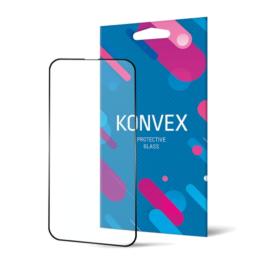 Скло KONVEX Protective Glass Full for iPhone 13 Pro Max Front Black - ціна, характеристики, відгуки, розстрочка, фото 1