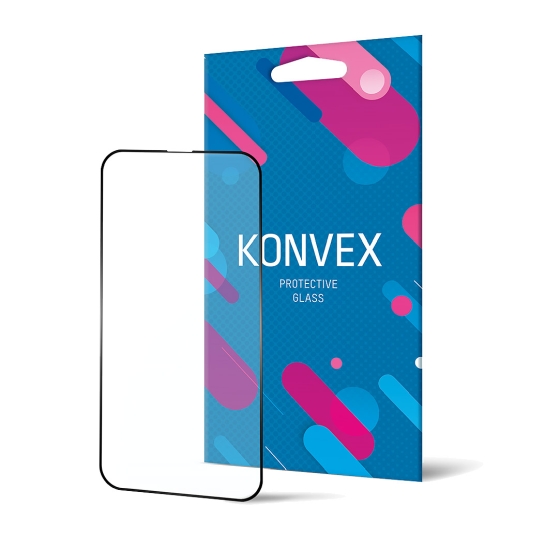 Скло KONVEX Protective Glass Full for iPhone 13/13 Pro Front Black - ціна, характеристики, відгуки, розстрочка, фото 1