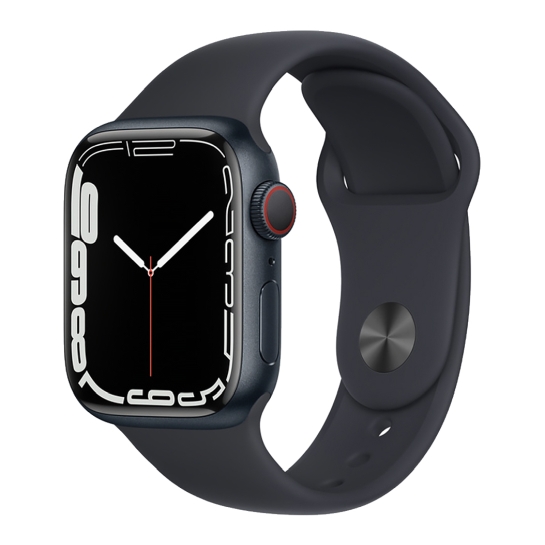 Смарт-годинник Apple Watch Series 7 + LTE 45mm Midnight Aluminum Case with Midnight Sport Band - ціна, характеристики, відгуки, розстрочка, фото 1