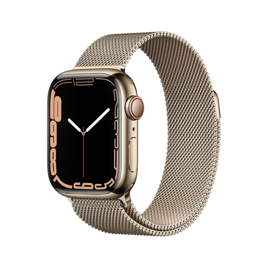 Смарт-годинник Apple Watch Series 7 + LTE 41mm Gold Stainless Steel Case with Gold Milanes Loop - ціна, характеристики, відгуки, розстрочка, фото 1
