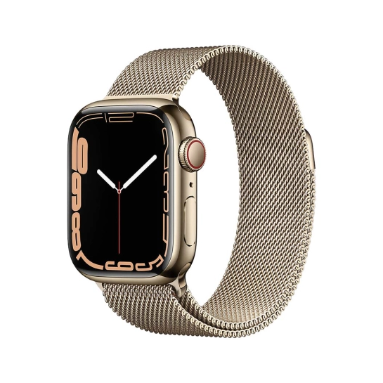 Смарт-годинник Apple Watch Series 7 + LTE 41mm Gold Stainless Steel Case with Gold Milanes Loop