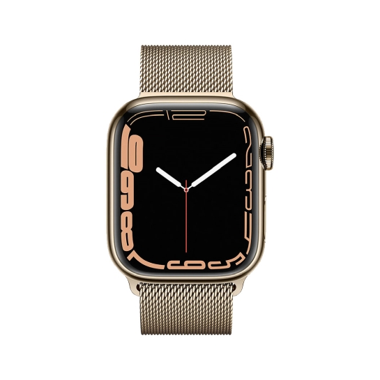 Смарт-часы Apple Watch Series 7 + LTE 41mm Gold Stainless Steel Case with Gold Milanes Loop - цена, характеристики, отзывы, рассрочка, фото 2