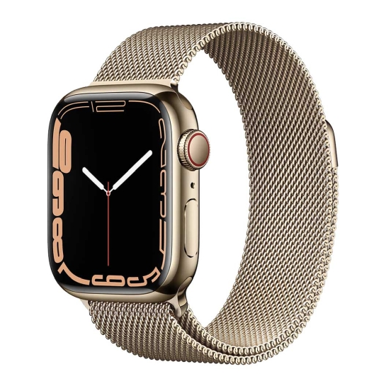 Смарт-часы Apple Watch Series 7 + LTE 45mm Gold Stainless Steel Case with Gold Milanes Loop - цена, характеристики, отзывы, рассрочка, фото 1