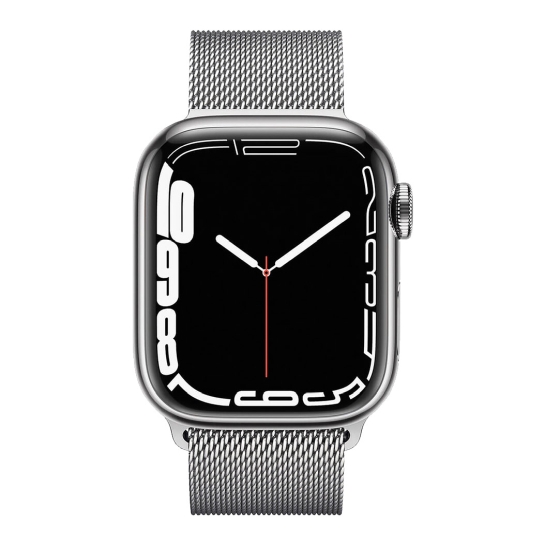 Смарт-годинник Apple Watch Series 7 + LTE 45mm Silver Stainless Steel Case with Silver Milanes Loop - ціна, характеристики, відгуки, розстрочка, фото 2