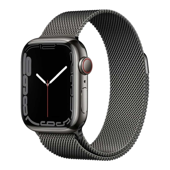 Смарт-годинник Apple Watch Series 7 + LTE 45mm Graphite Stainless Steel Case with Graphite Milanes Loop - ціна, характеристики, відгуки, розстрочка, фото 1