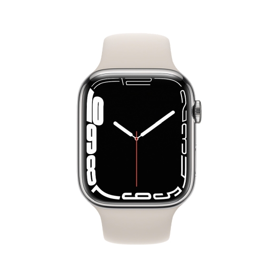 Смарт-годинник Apple Watch Series 7 + LTE 41mm Silver Stainless Steel Case with Starlight Sport Band - ціна, характеристики, відгуки, розстрочка, фото 2
