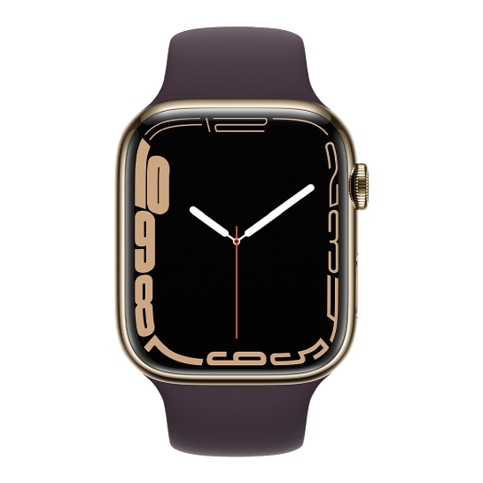 Смарт-часы Apple Watch Series 7 + LTE 45mm Gold Stainless Steel Case with Dark Cherry Sport Band - цена, характеристики, отзывы, рассрочка, фото 2
