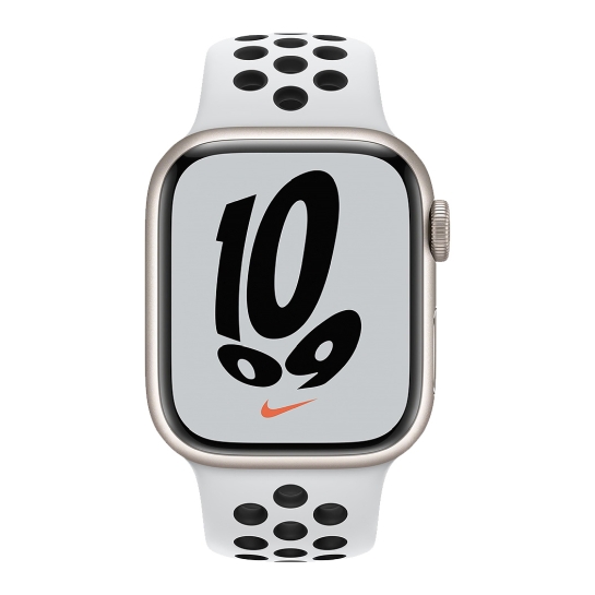 Смарт-годинник Apple Watch Series 7 Nike + 45mm Starlight Aluminium Case with Pure Platinum Black Nike Sport Band - ціна, характеристики, відгуки, розстрочка, фото 2