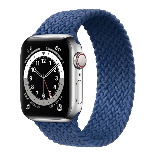Смарт-годинник Apple Watch Series 6 + LTE 44mm Silver Stainless Steel Case with Atlantic Blue Braided Solo Loop - Size 10 - ціна, характеристики, відгуки, розстрочка, фото 1