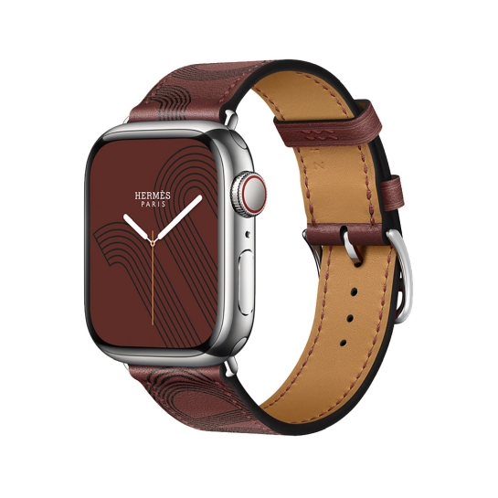 Смарт-часы Apple Watch Hermes Series 7 + LTE 41mm Silver Stainless Steel with Rouge H/Noir Swift Leather Circuit H Single Tour - цена, характеристики, отзывы, рассрочка, фото 1