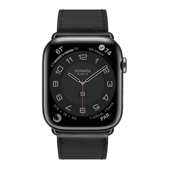Смарт-часы Apple Watch Hermes Series 7 + LTE 45mm Space Black Stainless Steel with Noir Swift Leather Single Tour - цена, характеристики, отзывы, рассрочка, фото 2