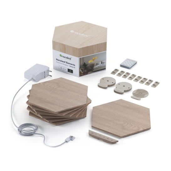 Розумна система освітлення Nanoleaf Elements Wood Look Hexagons Starter Kit Apple HomeKit (7 модулів) - ціна, характеристики, відгуки, розстрочка, фото 3