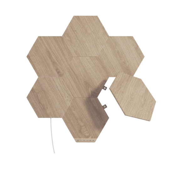 Розумна система освітлення Nanoleaf Elements Wood Look Hexagons Starter Kit Apple HomeKit (7 модулів) - цена, характеристики, отзывы, рассрочка, фото 1