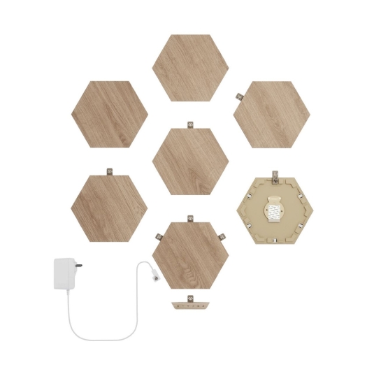 Розумна система освітлення Nanoleaf Elements Wood Look Hexagons Starter Kit Apple HomeKit (7 модулів) - ціна, характеристики, відгуки, розстрочка, фото 2