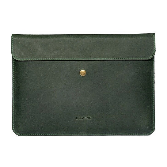 Кожаный чехол INCARNE Lab зелёный для MacBook Pro 14" (2021-2023)