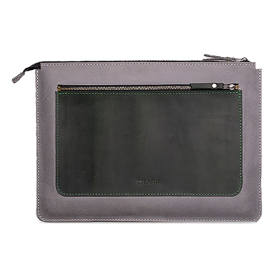Кожаный чехол INCARNE Mocco серый/зелёный для MacBook Pro 14