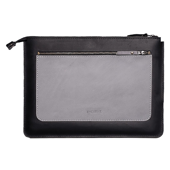 Кожаный чехол INCARNE Mocco чёрный/серый для MacBook Pro 14