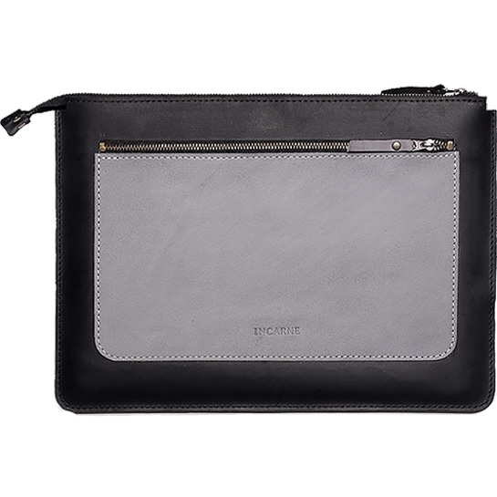 Кожаный чехол INCARNE Mocco чёрный/серый для MacBook Pro 16