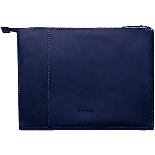 Кожаный чехол INCARNE New Zipper синий для MacBook Pro 16