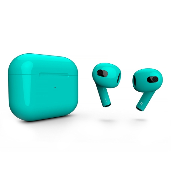 Глянцевые наушники Apple AirPods 3 with Wireless Charging Case Tiffany Blue - цена, характеристики, отзывы, рассрочка, фото 1