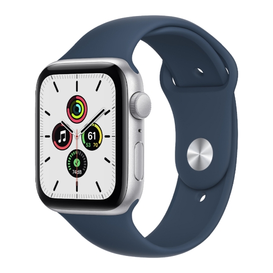 Смарт-часы Apple Watch SE 44mm Silver Aluminum Case with Abyss Blue Sport Band - цена, характеристики, отзывы, рассрочка, фото 1
