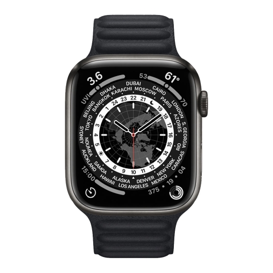 Смарт-годинник Apple Watch Series 7 + LTE 45mm Space Black Titanium with Black Leather Link S/M - ціна, характеристики, відгуки, розстрочка, фото 2