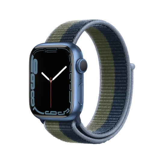 Смарт-часы Apple Watch Series 7 41mm Blue Aluminum Case with Abyss Blue/Moss Creen Sport Loop - цена, характеристики, отзывы, рассрочка, фото 1