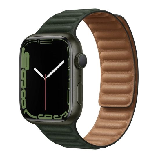 Смарт-часы Apple Watch Series 7 45mm Green Aluminum Case with Sequoia Green Leather Link M/L - цена, характеристики, отзывы, рассрочка, фото 1
