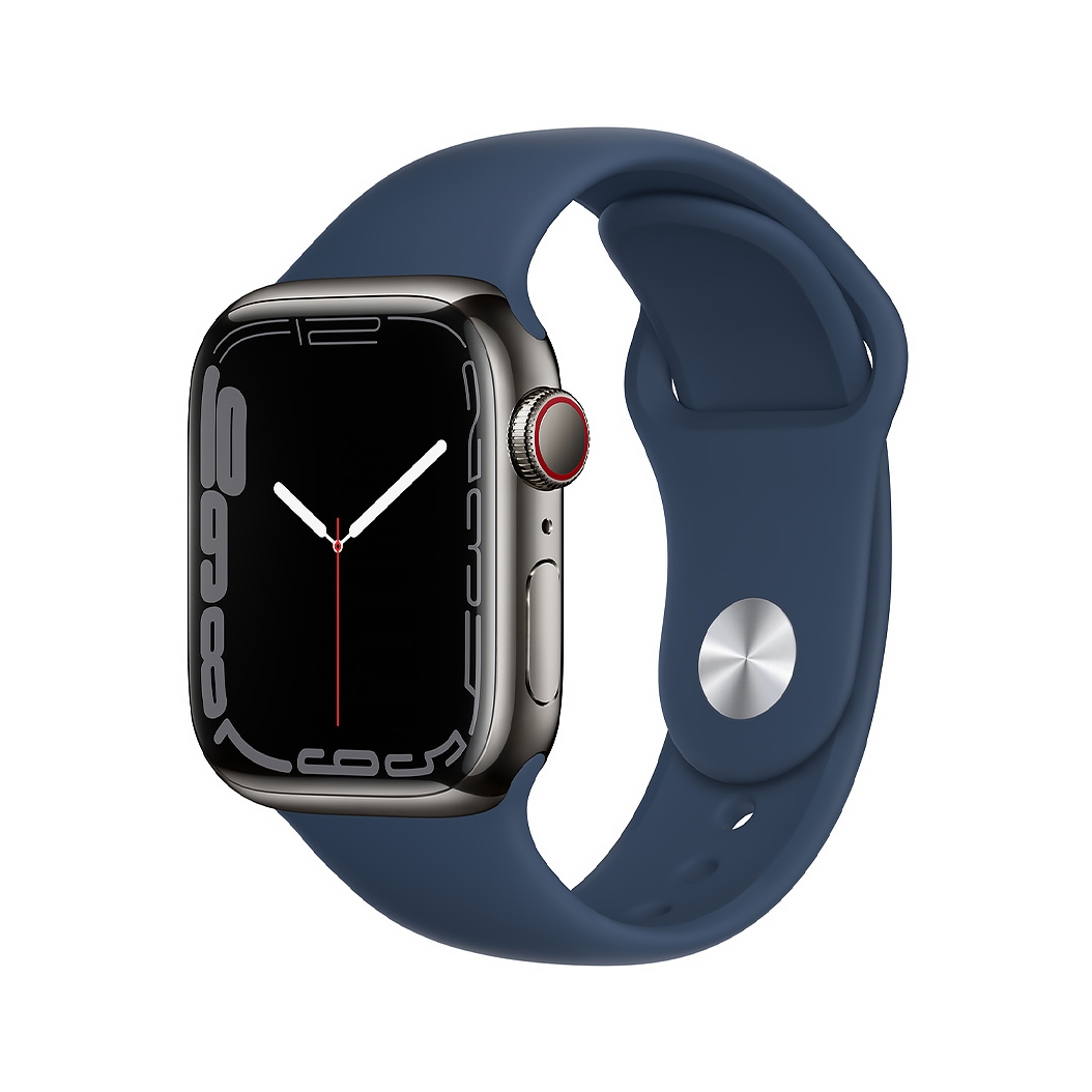 Смарт-годинник Apple Watch Series 7 + LTE 41mm Graphite Stainless Steel Case with Abyss Blue Sport Band