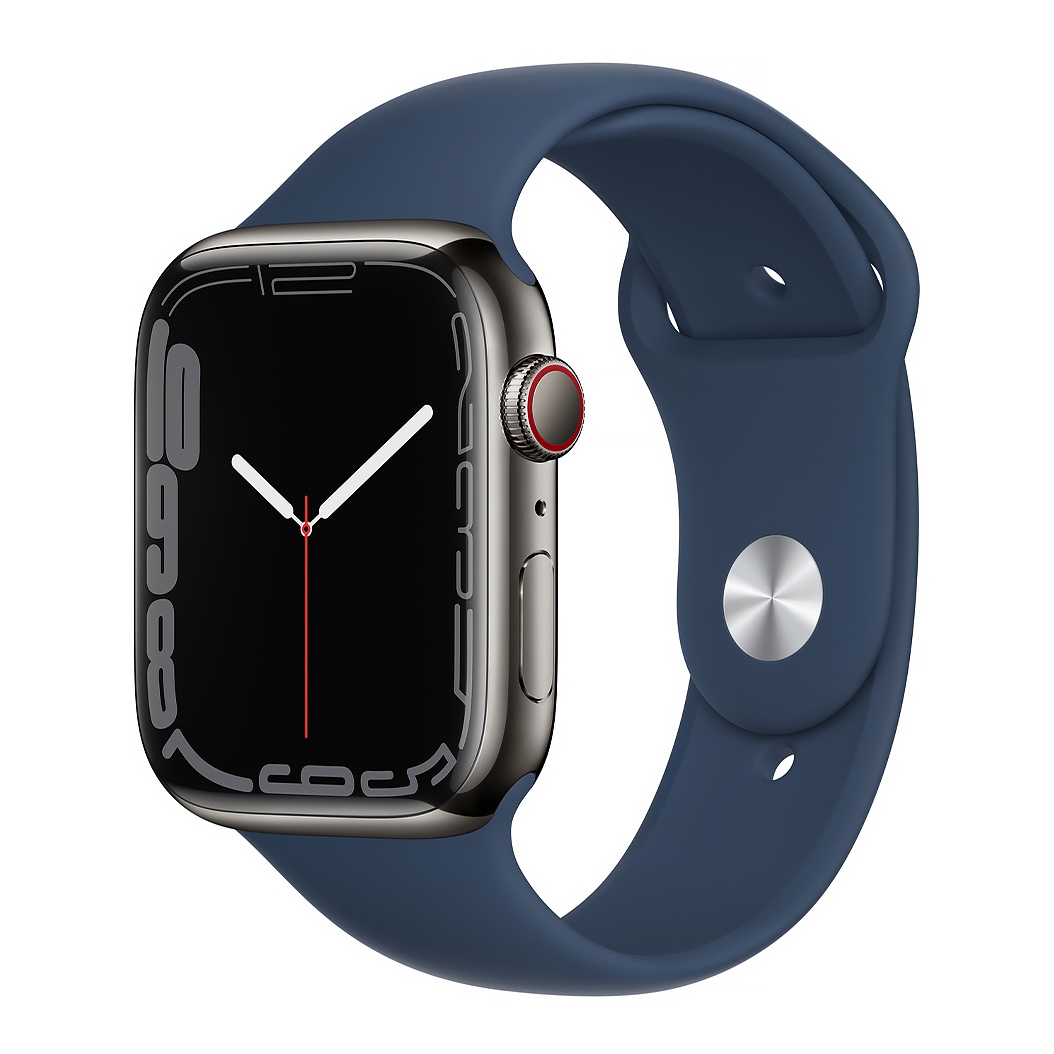 Смарт-годинник Apple Watch Series 7 + LTE 45mm Graphite Stainless Steel Case with Abyss Blue Sport Band