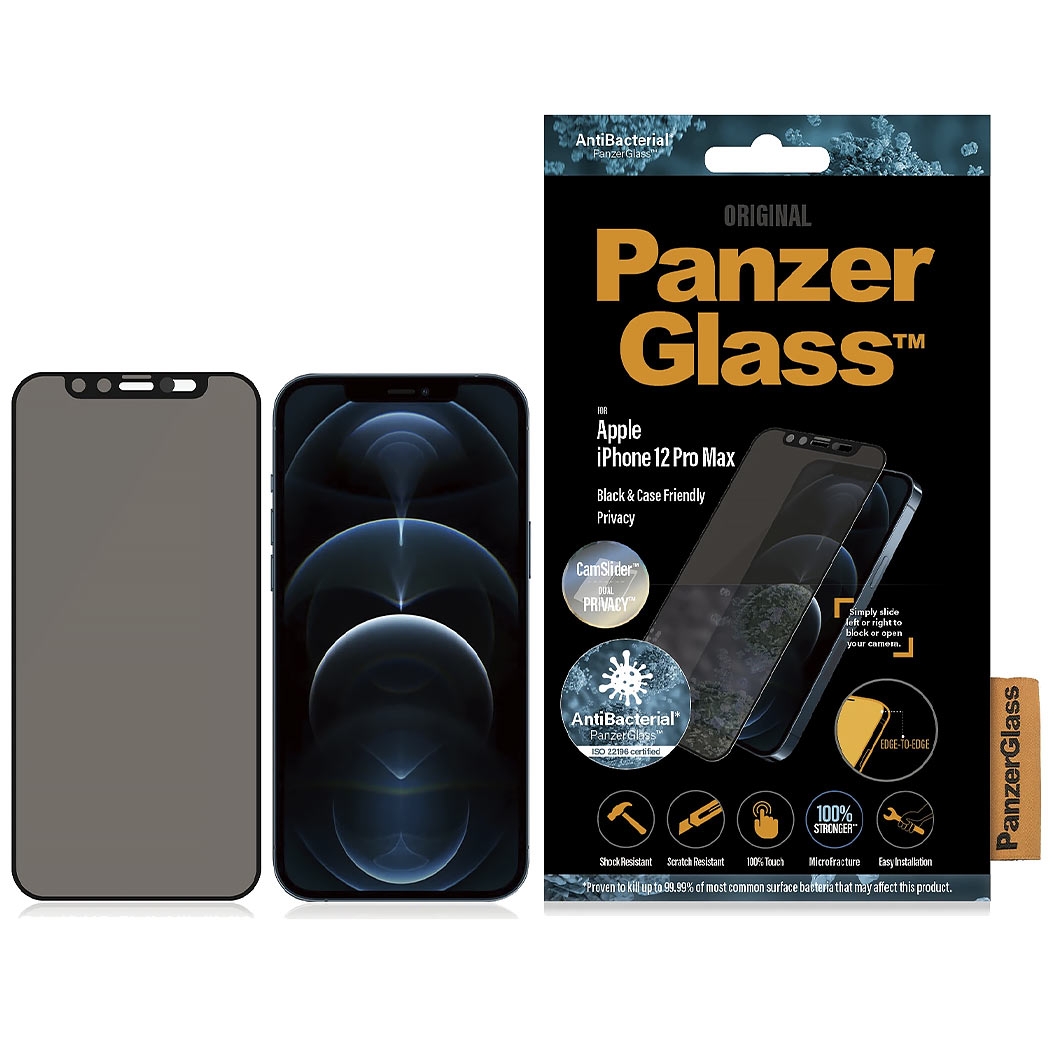 Захисне скло PanzerGlass Apple iPhone 12 Pro Max CamSlider Privacy AB - ціна, характеристики, відгуки, розстрочка, фото 1