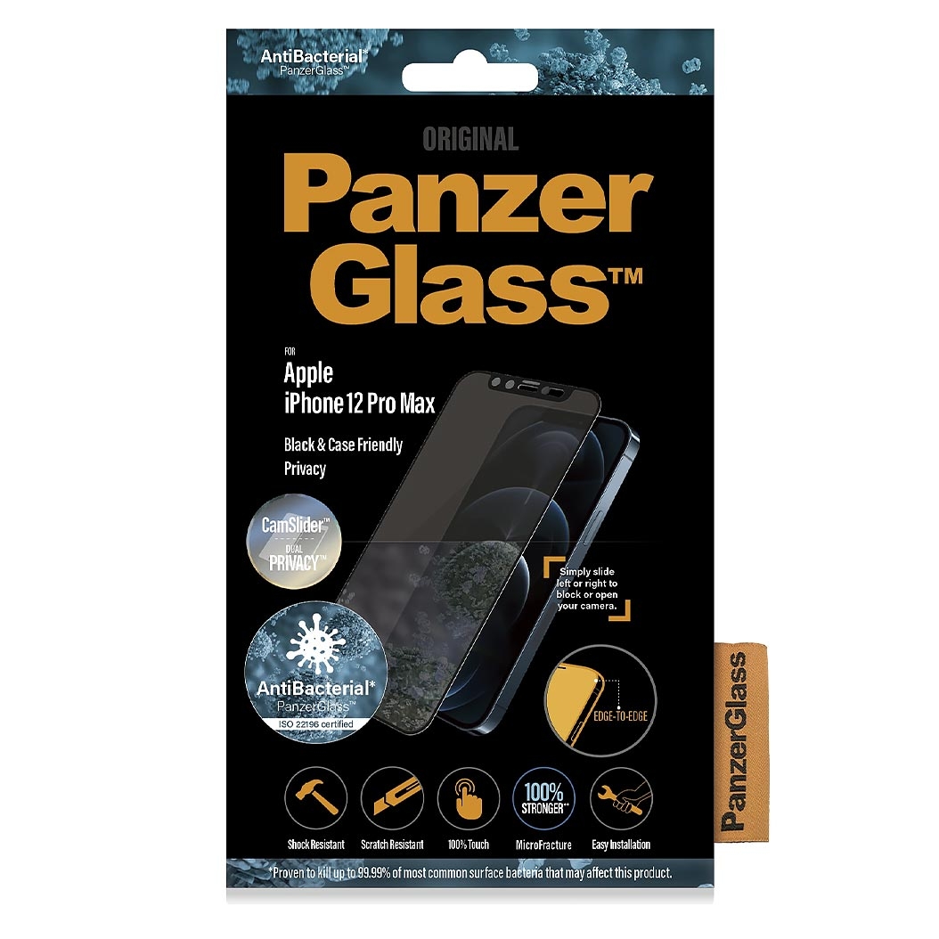 Захисне скло PanzerGlass Apple iPhone 12 Pro Max CamSlider Privacy AB - ціна, характеристики, відгуки, розстрочка, фото 2