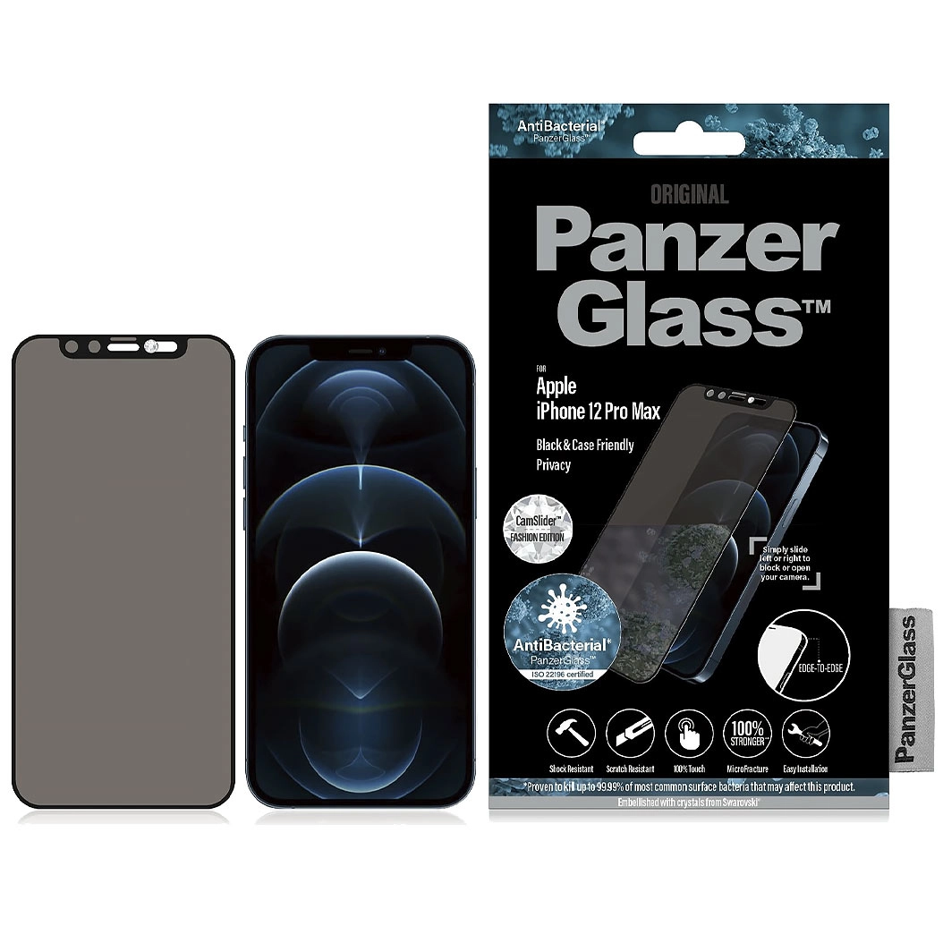 Захисне скло PanzerGlass Apple iPhone 12 Pro Max Swarovski CamSlider AB Black - цена, характеристики, отзывы, рассрочка, фото 1