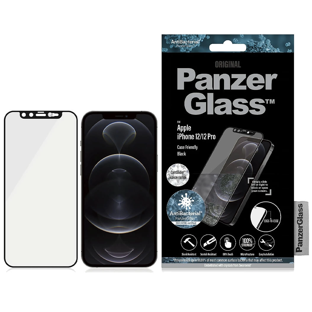 Защитное стекло PanzerGlass Apple iPhone 12/12 Pro Swarovski CamSlider AB Black