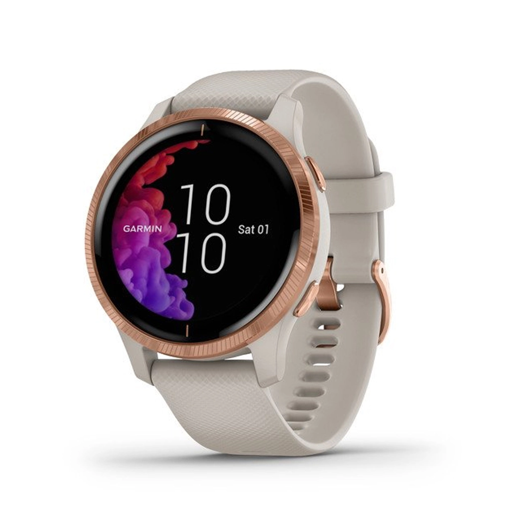 Спортивные часы Garmin Venu Rose Gold Stainless Steel Bezel with Light Sand Case and Silicone Band