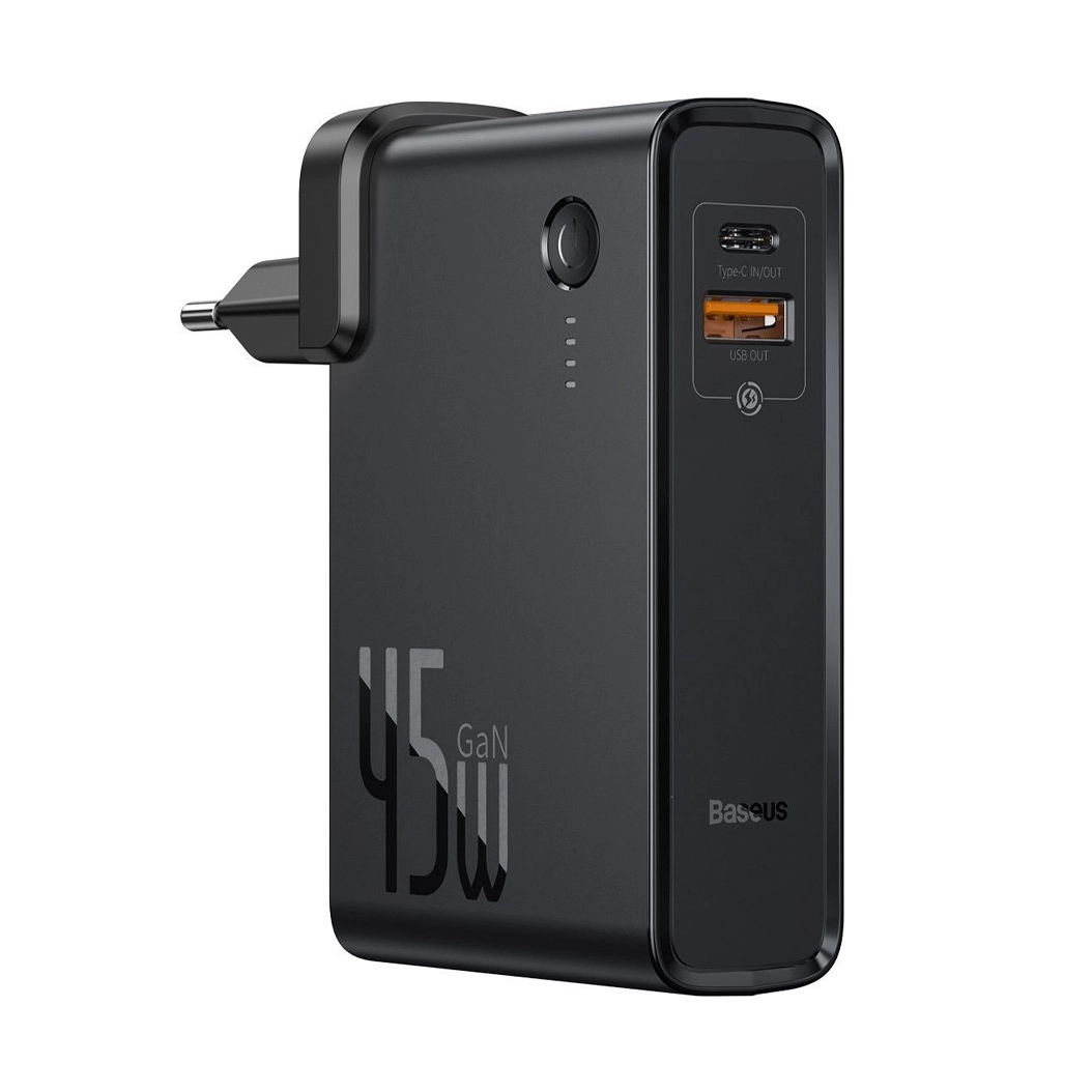 Зарядное устройство Baseus 2in1 Quick Charger & Power Bank GaN Charger C+U 10000mAh 45W Black - цена, характеристики, отзывы, рассрочка, фото 1