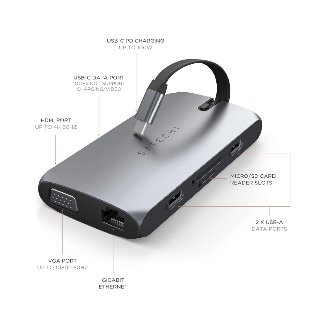 USB-хаб Satechi Aluminum Type-C On-the-Go Multiport Adapter Space Gray - цена, характеристики, отзывы, рассрочка, фото 4