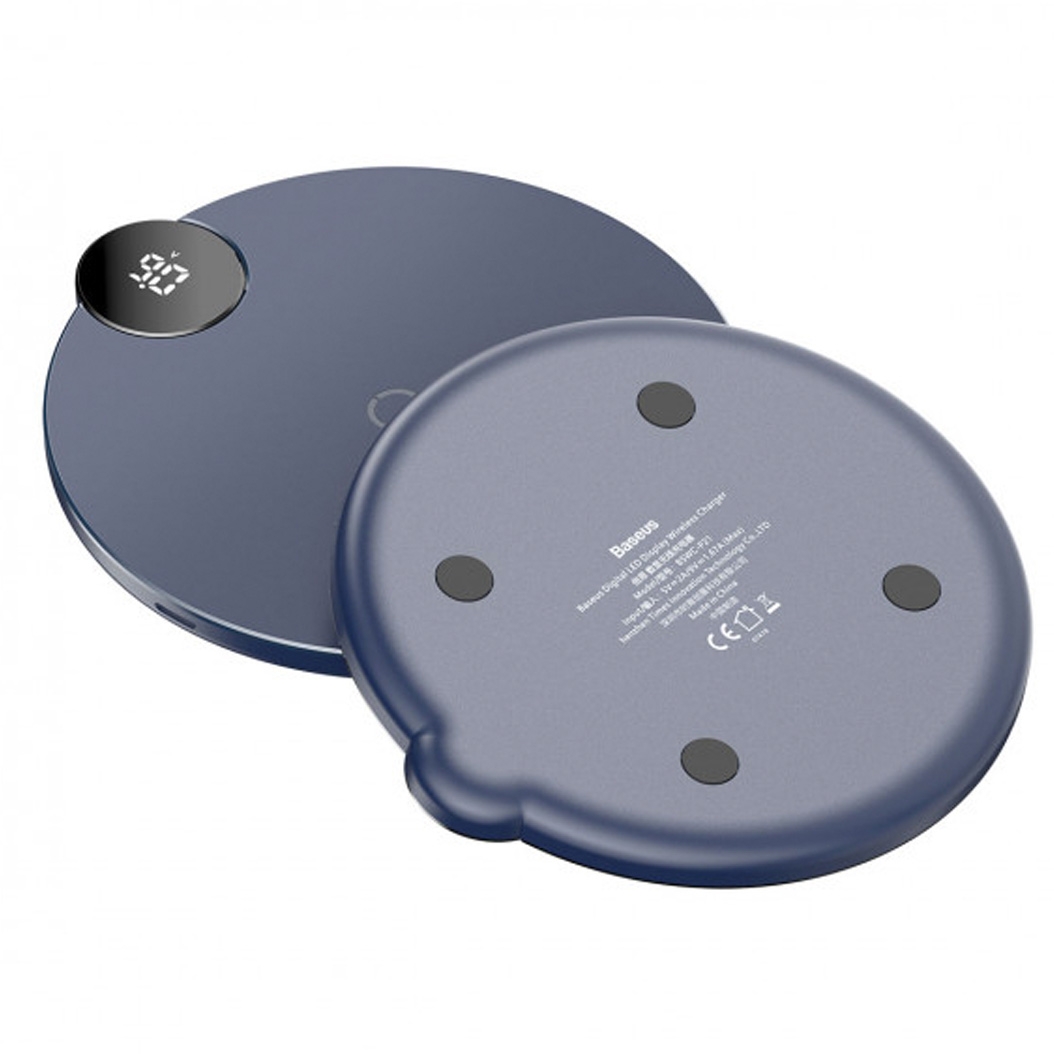 Беспроводное зарядное устройство Baseus Digtal LED Display Wireless Charger Blue