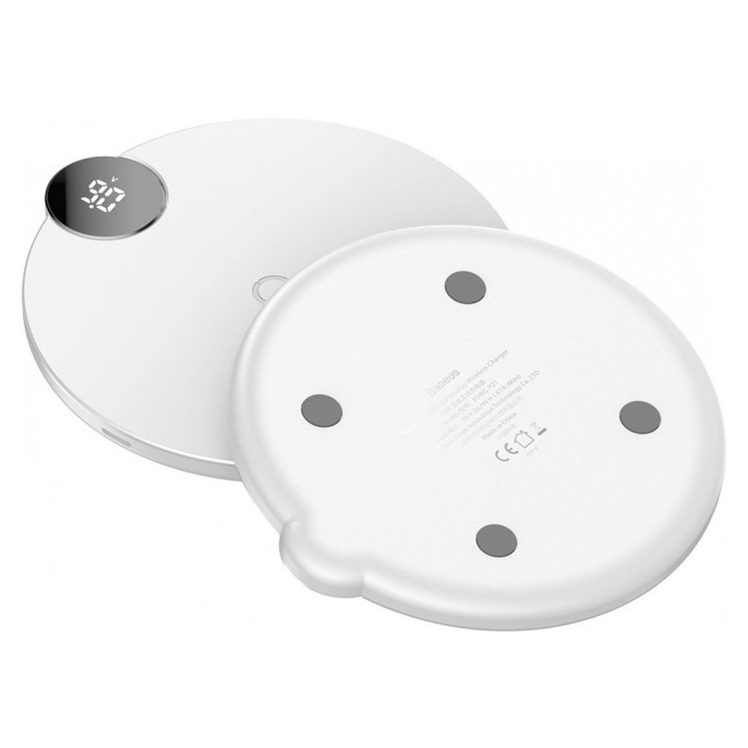 Беспроводное зарядное устройство Baseus Digtal LED Display Wireless Charger White