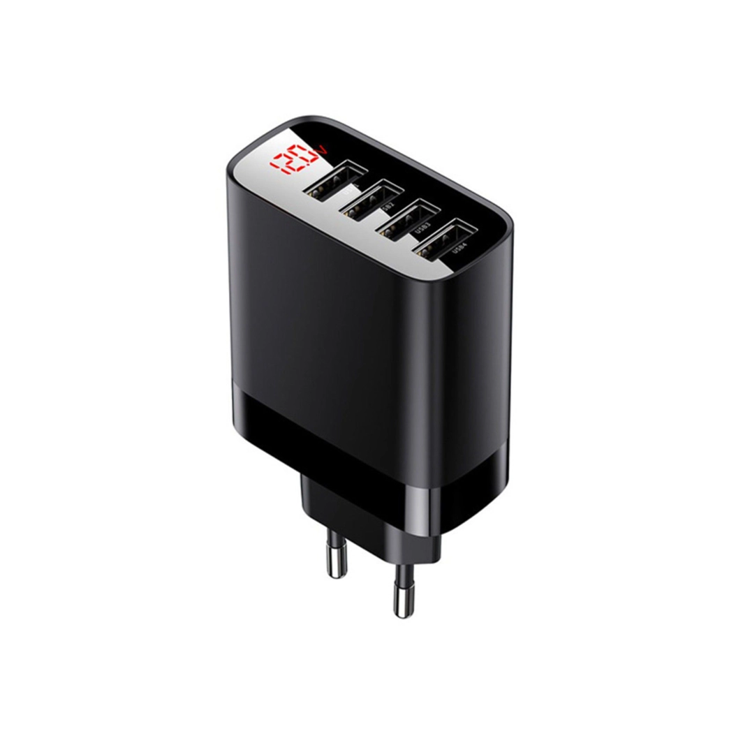 Зарядний пристрій Baseus Mirror Lake Digital Display 4USB Travel Charger 30W Black