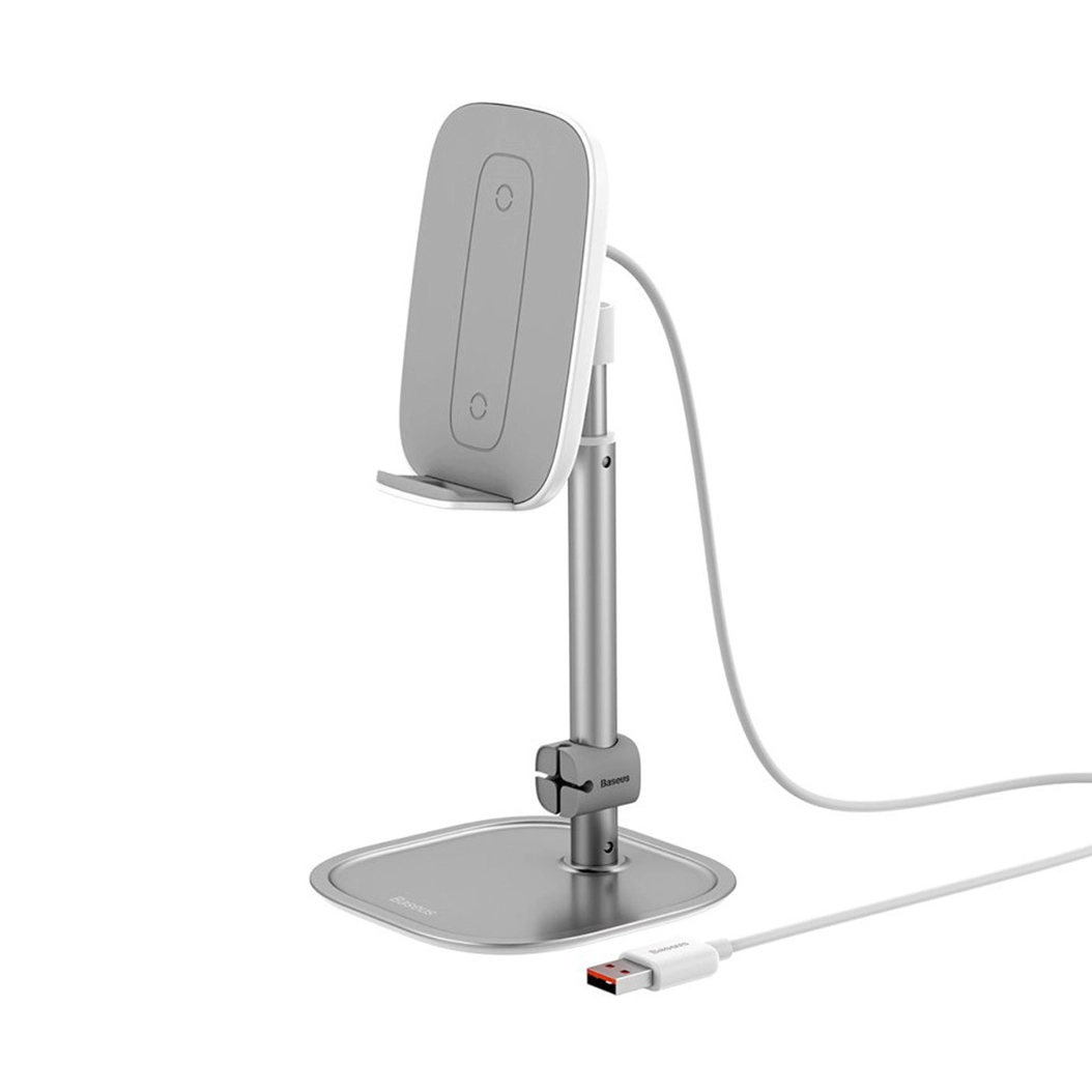 Беспроводное зарядное устройство-держатель Baseus Literary Youth Desktop Bracket Silver - цена, характеристики, отзывы, рассрочка, фото 1
