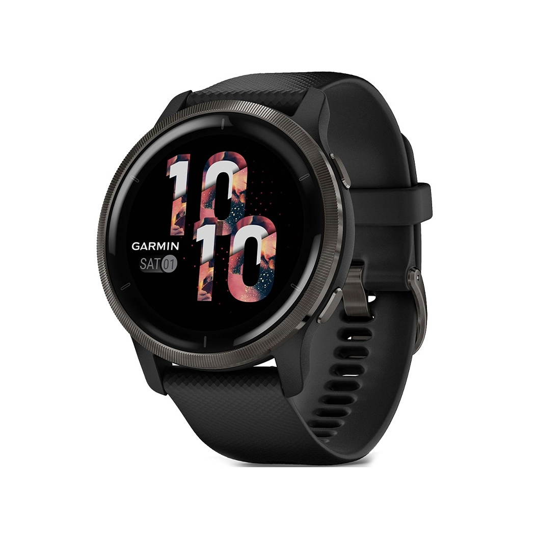 Спортивний годинник Garmin Venu 2 Slate Stainless Steel Bezel with Black Case and Silicone Band