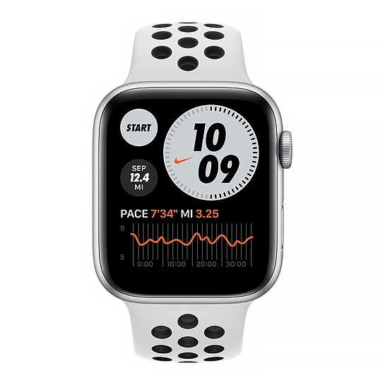 Смарт-часы Apple Watch Series 6 Nike+ 44mm Silver Aluminum Case with Pure Platinum/Black Sport Band - Дисконт