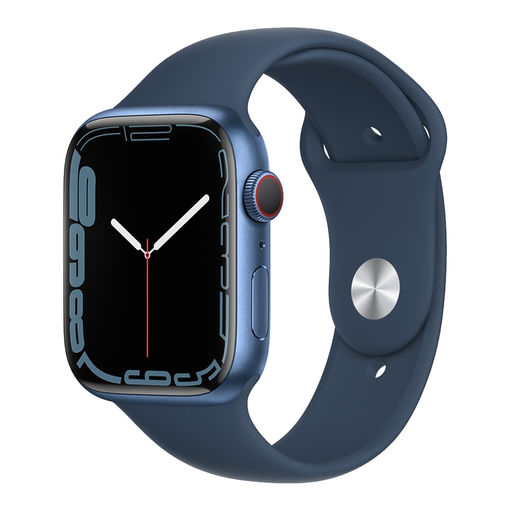 Смарт-годинник Apple Watch Series 7 + LTE 45mm Blue Aluminum Case with Abyss Blue Sport Band UA - ціна, характеристики, відгуки, розстрочка, фото 1